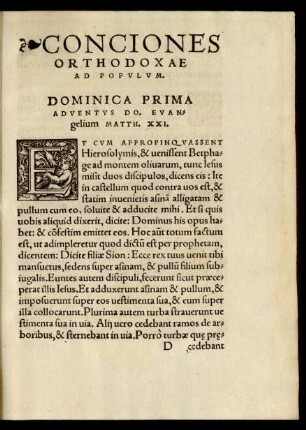 Dominica Prima Adventus Do. Evangelium Matth. XXI.