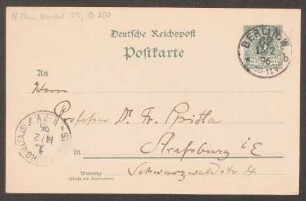 Postkarte an Friedrich Spitta : 12.02.1896