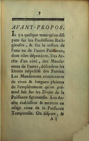 Mémoire sur les professions religieuses