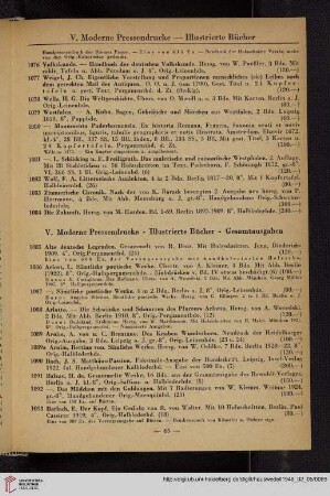V. Moderne Pressendrucke - Illustrierte Bücher - Gesamtausgaben (Nr. 1085 - 1522)