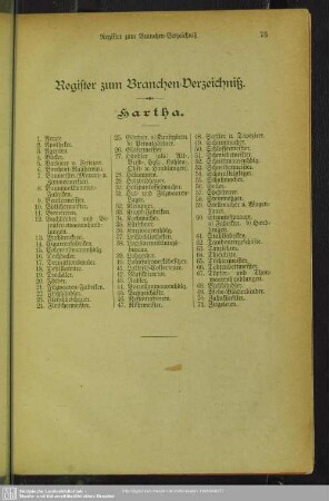 Register zum Branchen-Verzeichniß
