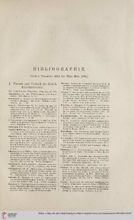 Bibliographie (Anfang November 1883 bis Mitte März 1884)