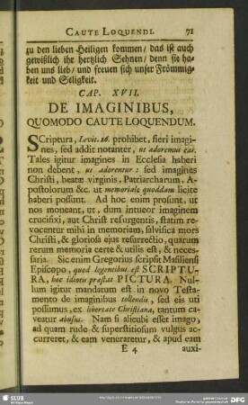 Cap. XVII. De Imaginibus, Quomodo Caute Loquendum