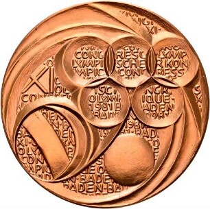 Medaille von Victor Huster auf den Olympischen Kongress in Baden-Baden 1981