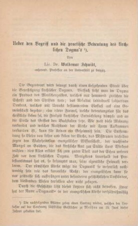 406-421 Ueber den Begriff und die practische Bedeutung des kirchlichen Dogma's