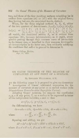 On Gauss' theorem of the measure of curvature at any point of surface.