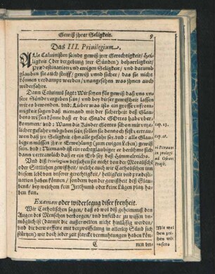 Das dritte Privilegium. Gewiß ihrer Seeligkeit.