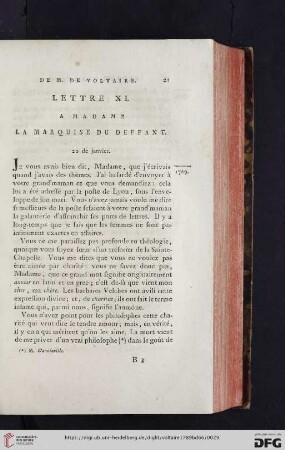 (Lettre XI - XX)