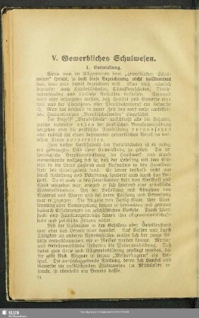 V. Gewerbliches Schulwesen