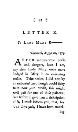 LETTER X. - To Lady Mary B