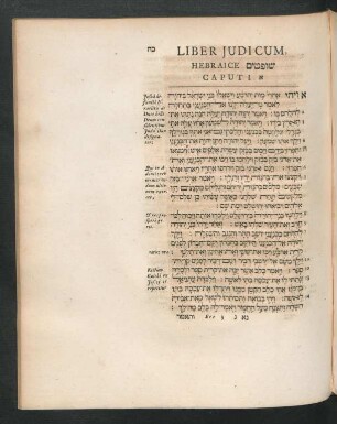 Liber Judicum, Hebraice [...] Caput 1. - 21.