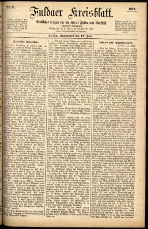 Erste Ausgabe vom Samstag, den 12. Juni 1880.