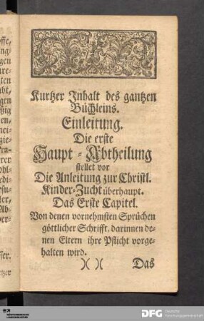 Kurzer Inhalt des gantzen Büchleins
