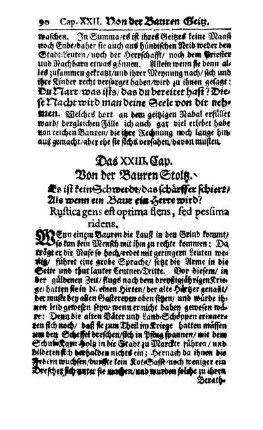 Das XXIII. Cap. Von der Bauren Stoltz