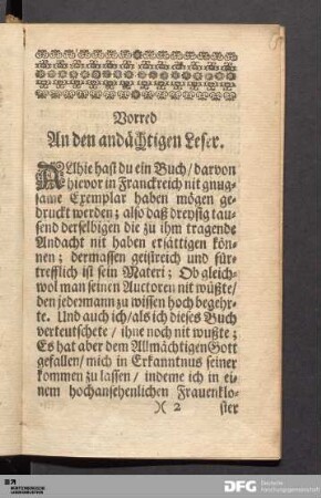 Vorred An den andächtigen Leser.