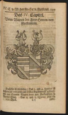 Das IV. Capitel. Vom Wapen der Frey-Herren von Fleckenstein
