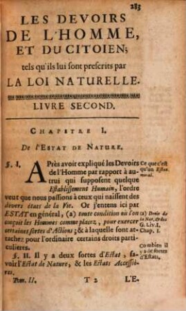 Les Devoirs De L'Homme, Et Du Citoien, Tels qu'ils lui sont prescrits par La Loi Naturelle, 2
