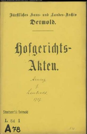 Arning, Johann Daniel in Schötmar gegen Lambracht (Lambrecht), Bernd im Bexterhagen - Schuldsache