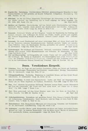 Dosen. Verschiedenes Ziergerät (Nr. 363-379)