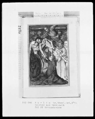 Gebetbuch — Folge von Passionsszenen nach Stichen Schongauers — Kreuzabnahme, Folio 22recto