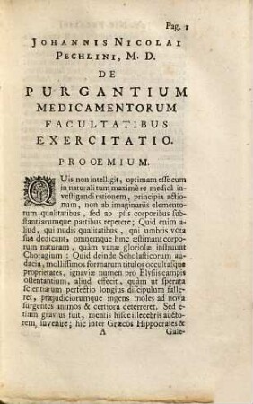 Joh. Nic. Pechlini De purgantium medicamentorum facultatibus exercitatio nova