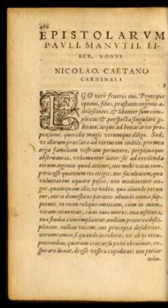 Epistolarum Pauli. Manutii. Liber. Nonus