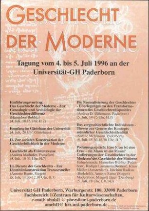 Geschlecht der Moderne Geneologie und Archäologie der Geschlechterdifferenz