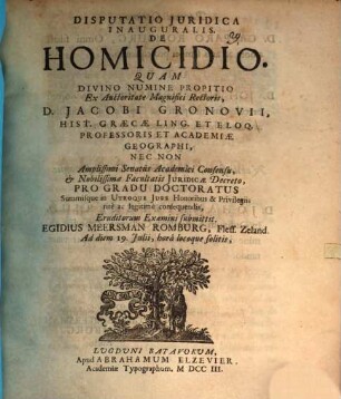 Diss. iur. inaug. de homicidio