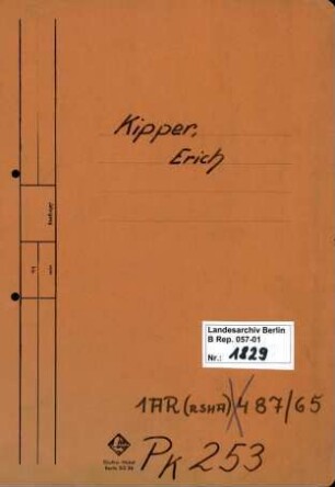 Personenheft Erich Kipper (*17.01.1915), Kriminalassistent