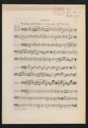 Violoncello (Sonata, with Violin & Violoncello Acc.ts ad lib.)