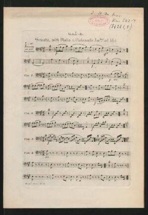 Violoncello (Sonata, with Violin & Violoncello Acc.ts ad lib.)