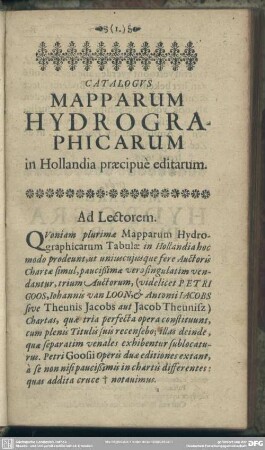 Catalogus Mapparum Hydrographicarum in Hollandia praecipue editarum