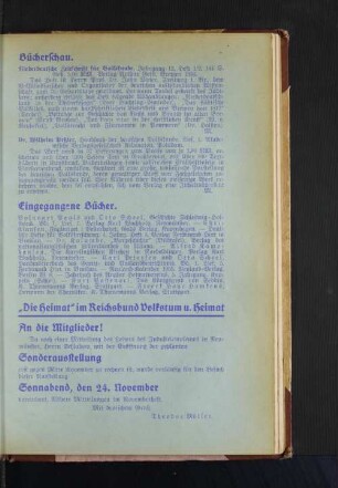 "Die Heimat" im reichsbund Volkstum u. Heimat