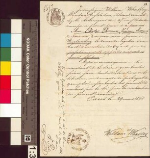 Vollmacht des William Whalley, Paris, für Charles Ehmann, Stuttgart
