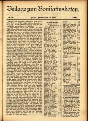 Zweite Ausgabe vom Sonntag, den 13. Mai 1900.