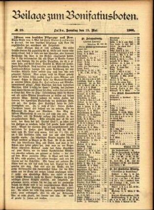 Zweite Ausgabe vom Sonntag, den 13. Mai 1900.