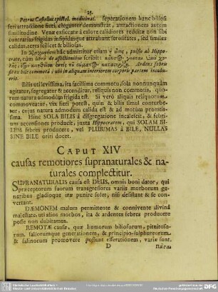 Caput XIV causas remotiores supranaturales & naturales complectitur