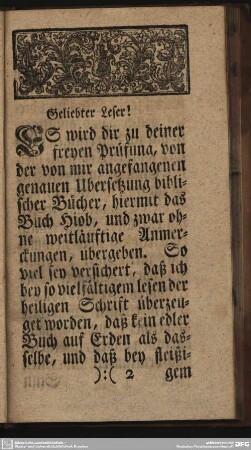Geliebter Leser!