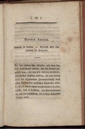 Viertes Kapitel. Ankunft in London. - Gespräch über eine Landung der Franzosen.
