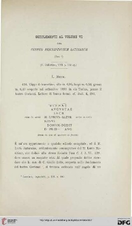 8: Supplementi al volume VI del Corpus Inscriptionum Latinarum, [3]