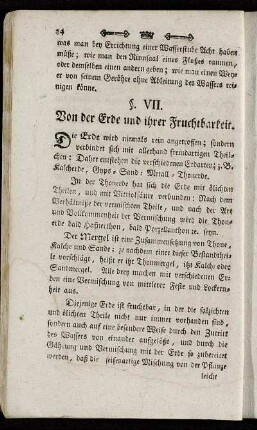 §. VII. Von der Erde und ihrer Fruchtbarkeit.