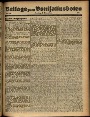 Zweite Ausgabe vom Sonntag, den 01. November 1931.