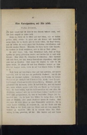 Eine Correspondenz mit Mir selbst.