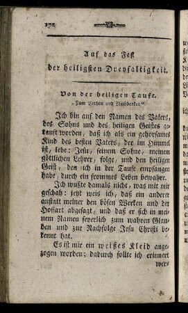 Auf das Fest der heiligsten Dreyfaltigkeit.