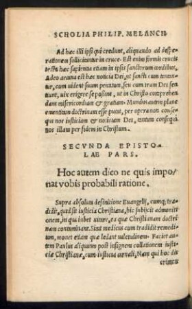 Secunda Epistolae Pars.