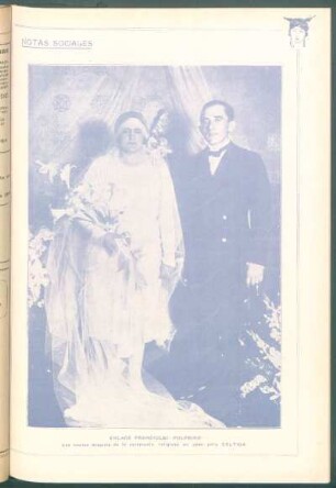 [Retrato de boda del] Enlace Franciulli - Pulpeiro : Los novios después de la ceremonia religiosa en pose para Céltiga