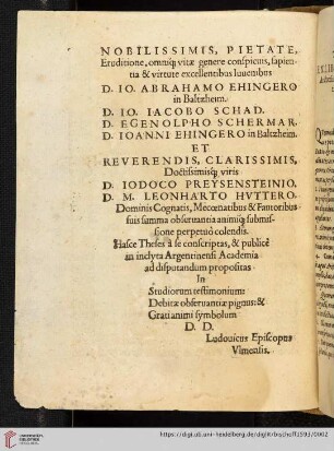 Nobilissimis, Pietate, Eruditione, [...]