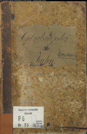 Zivilstandsregister der Judender Kreisgerichtskommission Dorsten mit den Orten Bottrop, Dorsten, Erle, Gladbeck, Lembeck, Marl, Osterfeld und Wulfen (G 1847-1874) (Gemeinde: Dorsten, Kreis Recklinghausen)