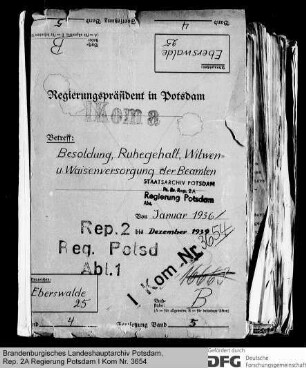 Besoldung, Ruhegehalt, Witwen- und Waisenversorgung der Beamten in Eberswalde