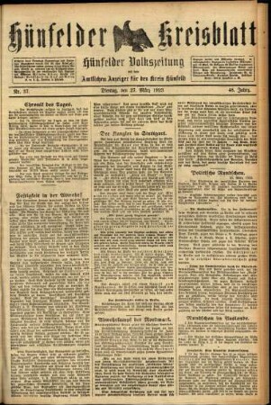 Ausgabe vom Dienstag, den 27. März 1923.